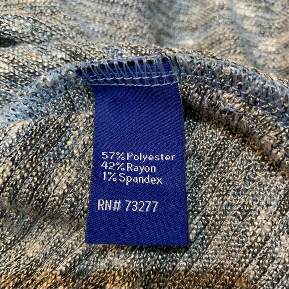 Apt 9 Blue & Gray W/ Silver Metallic Threads Long Sleeve light Weight V neck top - Picture 5 of 7